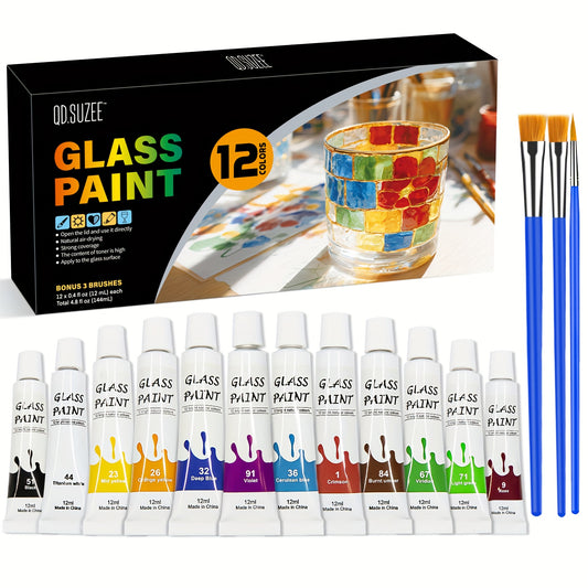 Stained Glass Painting Kit Non Toxic 12 Color Acrylics