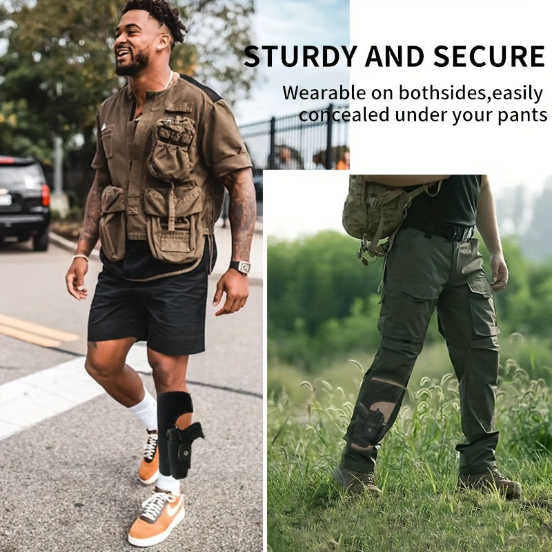 Universal Ambidextrous Ankle Holster for Men and Women - Adjustable Hook and Loop Closure, Polyester Construction, Compatible with G42, 27, 26 S&W M&P Shield 9mm, Plus Mag Pouch - Classic and Discreet Leg Holster for Conceale