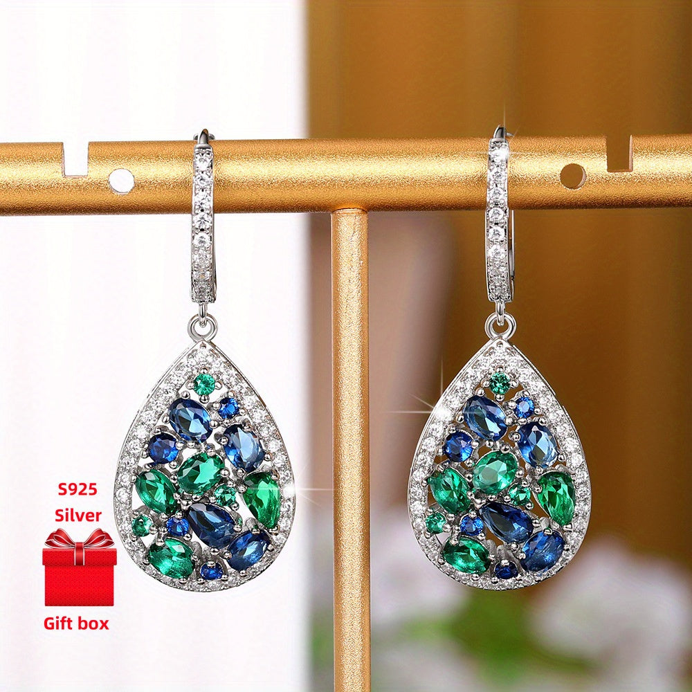 925 Sterling Silver Droplet Necklace And Earrings Set Gift