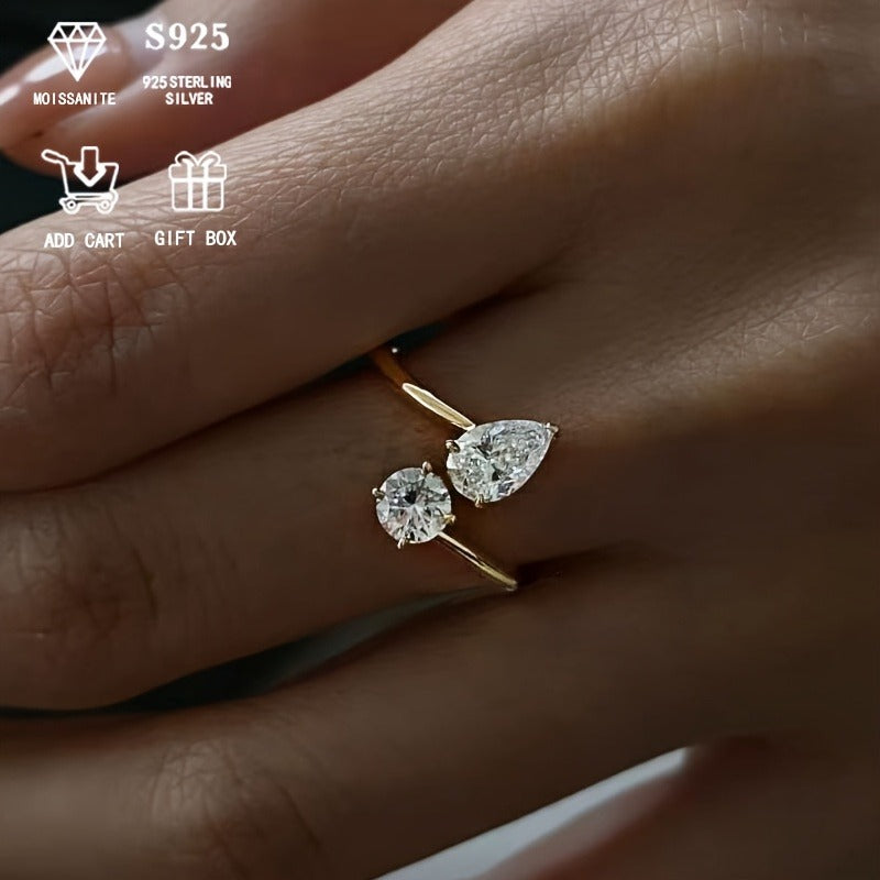 3 Carat Moissanite Ring Hypoallergenic 925 Silver Adjustable