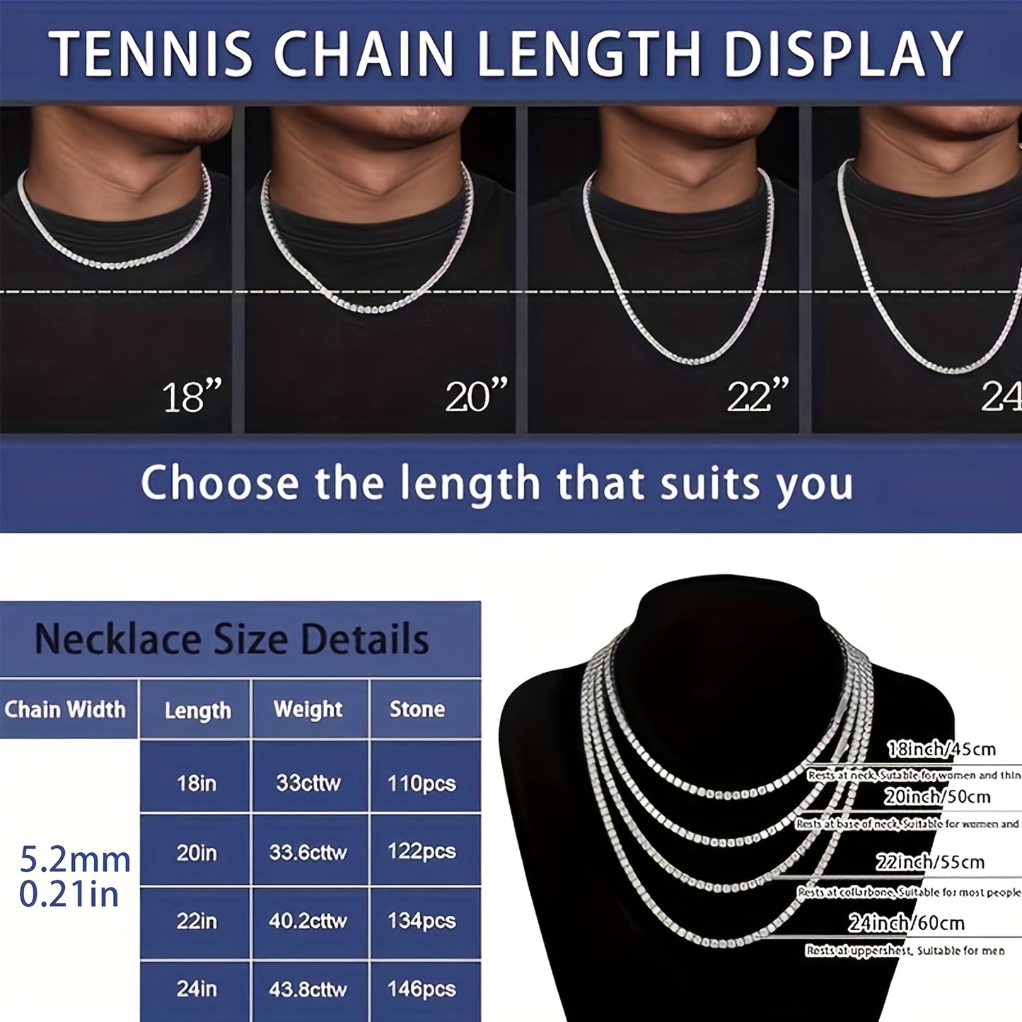 Moissanite Tennis Necklace 21.2 Ct S925 Silver Gift Box
