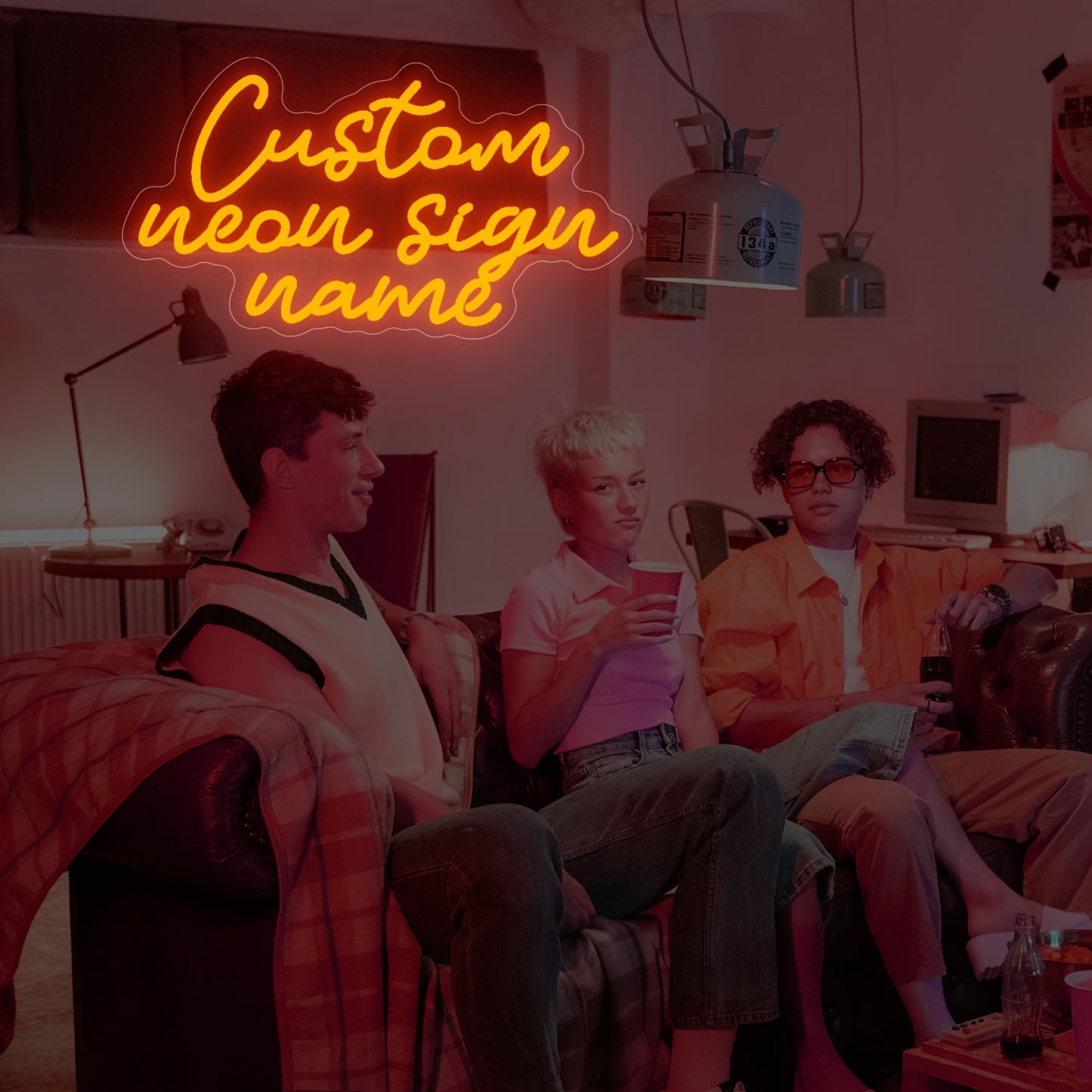 Custom Three Row Led Neon Lights With Names For Home Decor