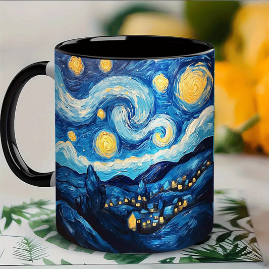 Vibrant Van Gogh Starry Night Design 11oz Porcelain Mug Gift For Valentines Day