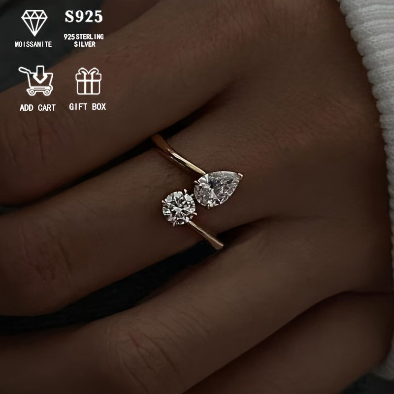 3 Carat Moissanite Ring Hypoallergenic 925 Silver Adjustable