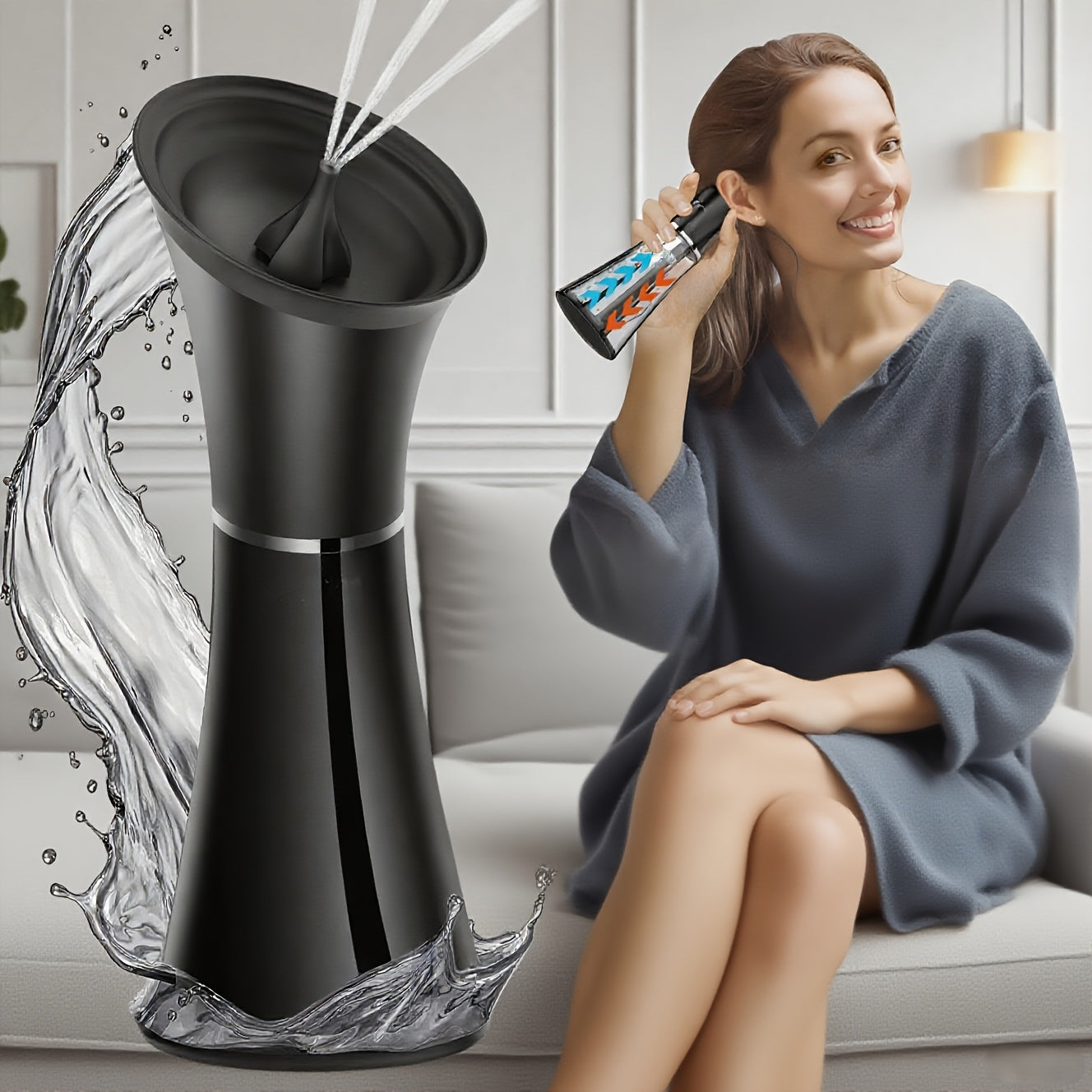 Upgraded Electric Ear Wax Removal Tool, Water Powered Ear Cleaning Tool with Irrigation Flusher, 6 Tips, 4 Pressure Settings -Safe & Effective for Ear Wax Buildup Flushing And Cleaning, Waterproof & Convenient Ear Flushing Ki