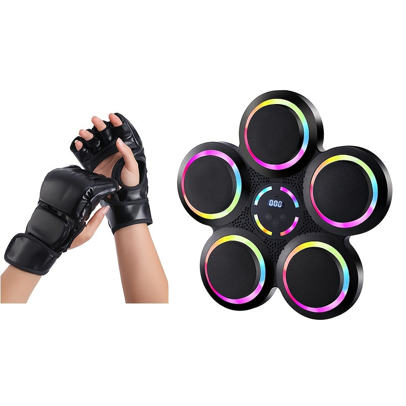 1pc BABONA Wireless Wall Mounted Intelligent Music Boxing Machine With LED Colorful Lights, USB Charging, 3D Sound, Intelligent Boxing Machine With Boxing Gloves, Music Synchronization, LED Counting System, ABS Material, Gift