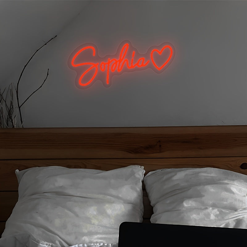 Custom Heart Shaped LED Neon Light USB Wall Mount Decor