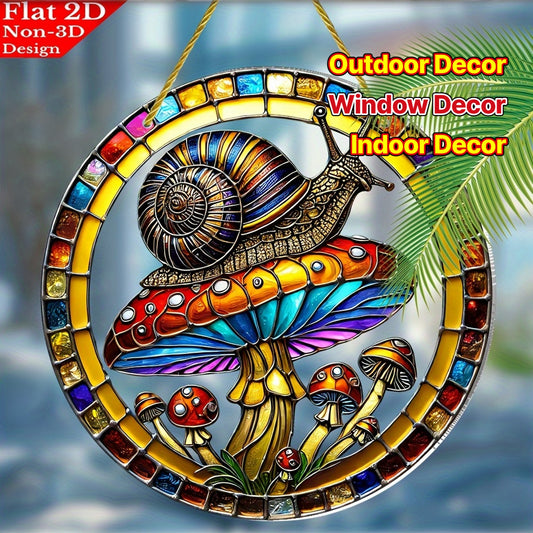 Acrylic Boho Snail And Mushroom Suncatchers, 8x8 Inches, Window Pendant Decor