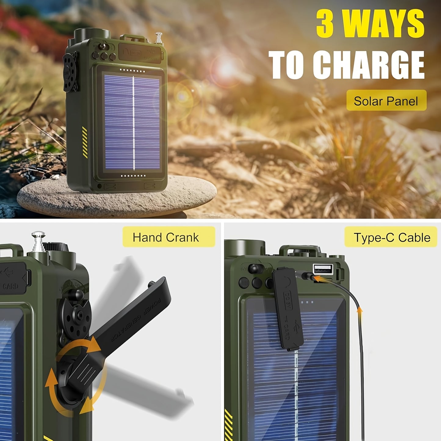 Digital Shortwave Radio Winter Storm Survival Gear NOAA Weather Alert 4000mAh