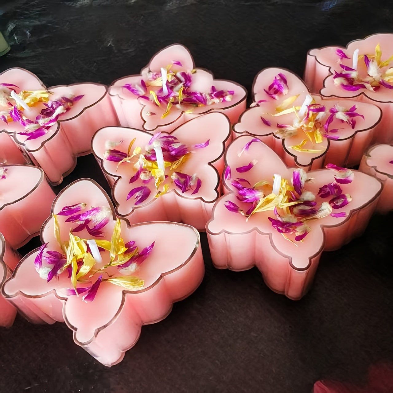 9pcs Soy Wax Butterfly Tea Light Candles in Glass Holders with Dried Flower Decorations - 4-Hour Burn Time, Lavender Scented Soy Wax for Home Decor, Weddings, Birthdays, Thanksgiving, Christmas, Valentine'S Day, Easter - Eleg