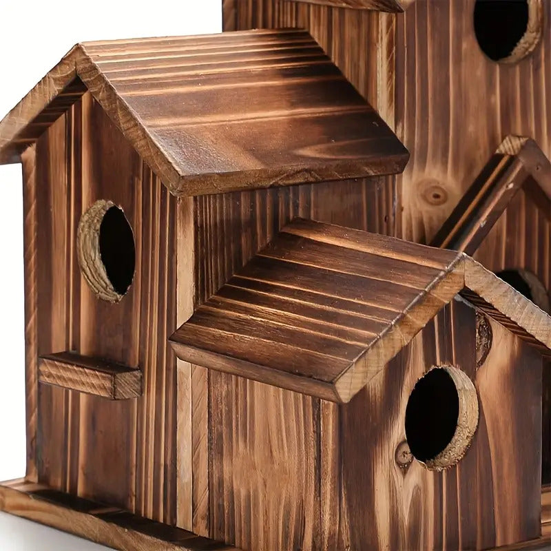 Handmade Wood Hummingbird House and Goldfinch Nest Box Wall Mount