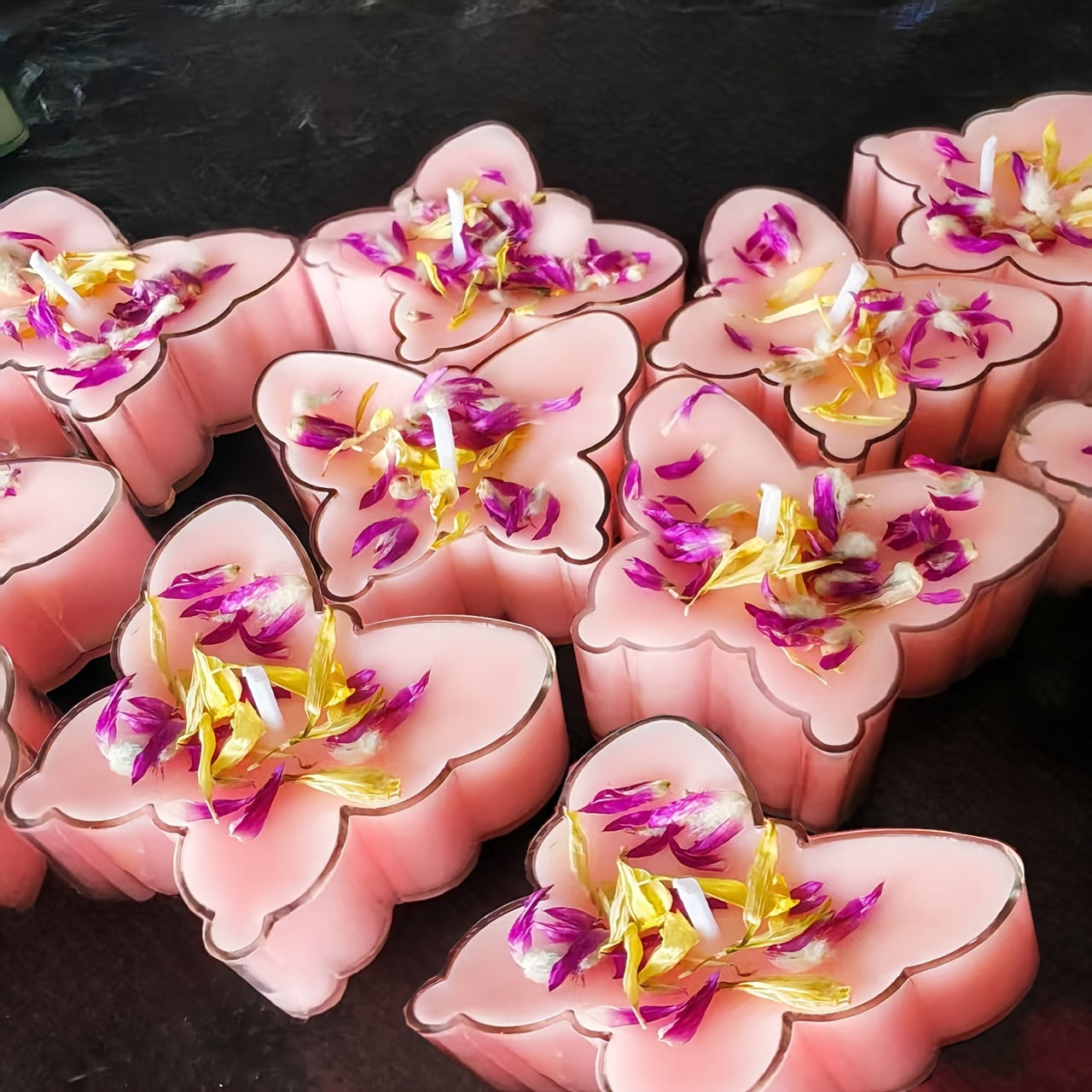 9pcs Soy Wax Butterfly Tea Light Candles in Glass Holders with Dried Flower Decorations - 4-Hour Burn Time, Lavender Scented Soy Wax for Home Decor, Weddings, Birthdays, Thanksgiving, Christmas, Valentine'S Day, Easter - Eleg