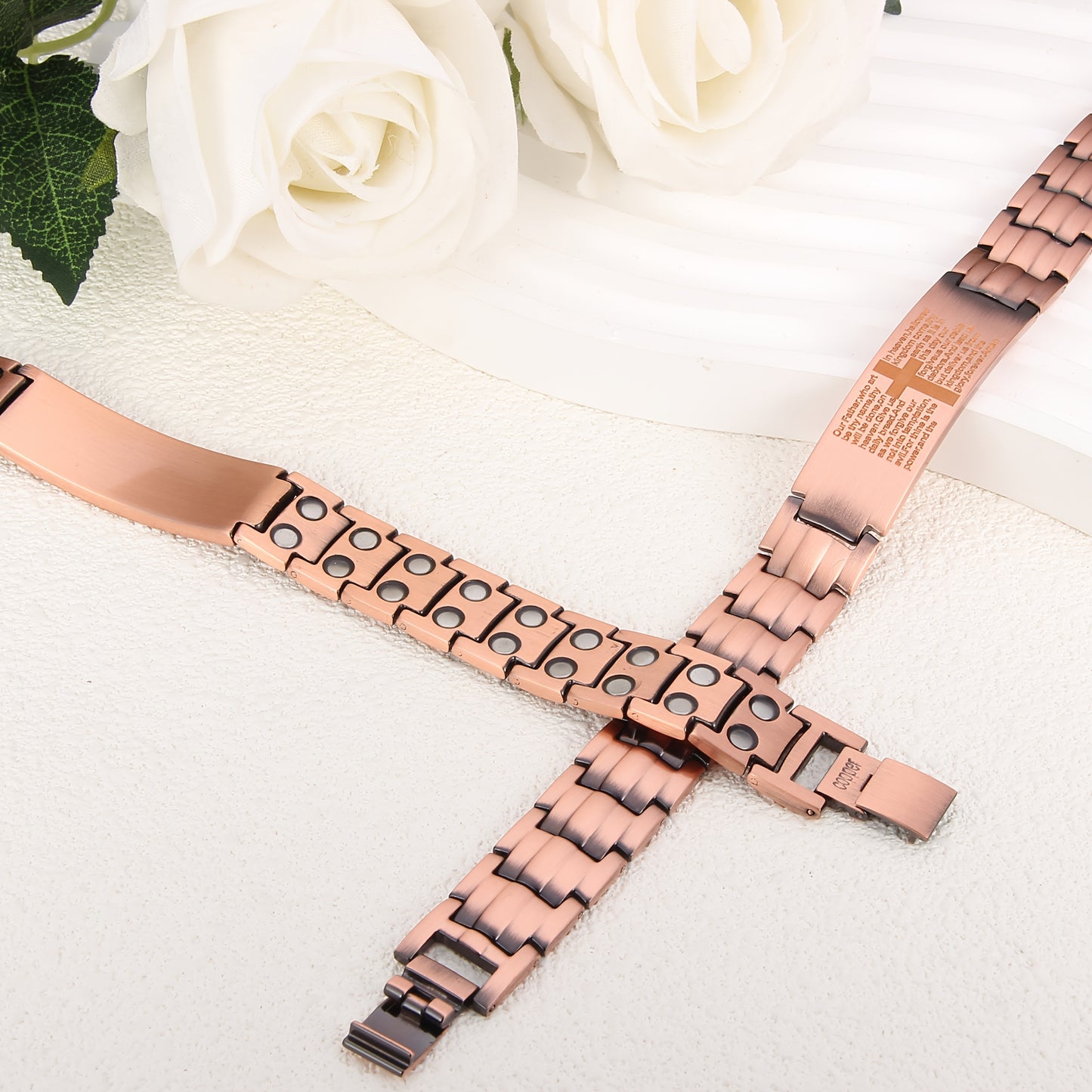 Cross Magnetic Copper Bracelets For Men With Sizing Tool