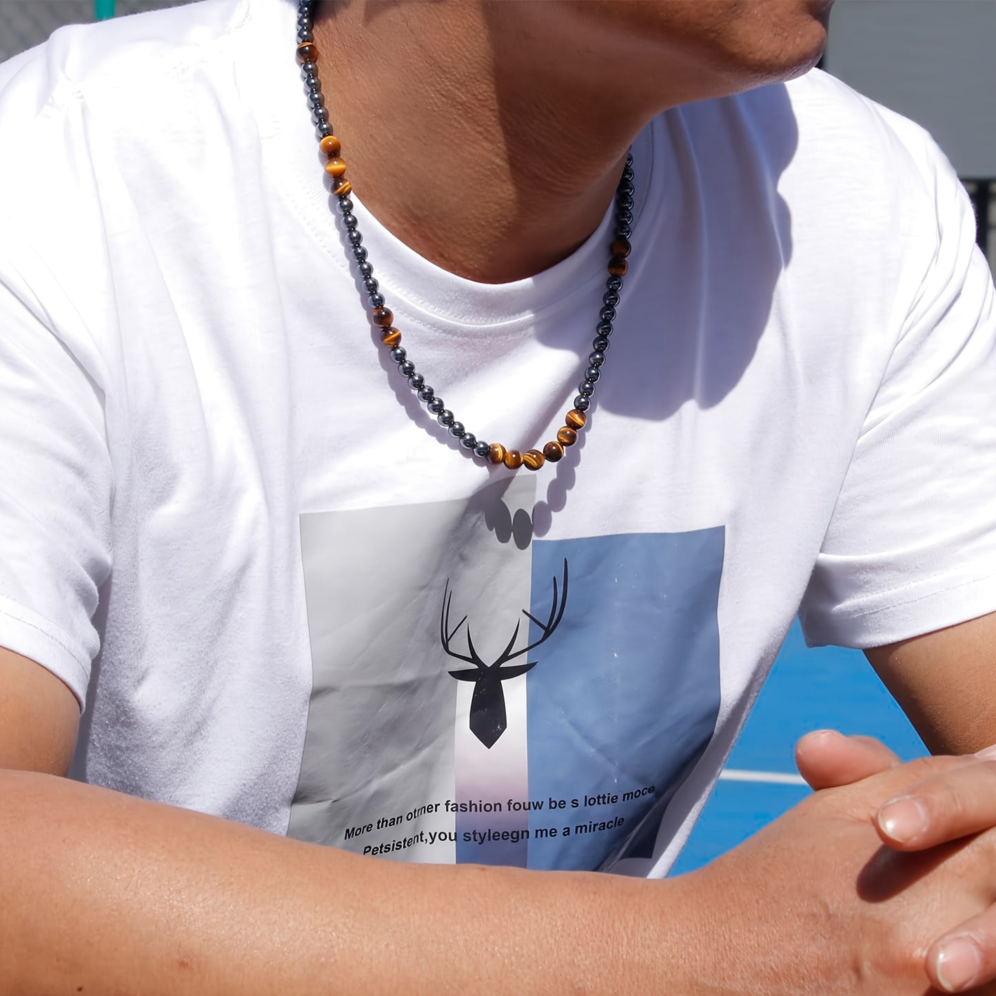 Grounding Tiger Eye Necklace with Hematite Beads for Balance