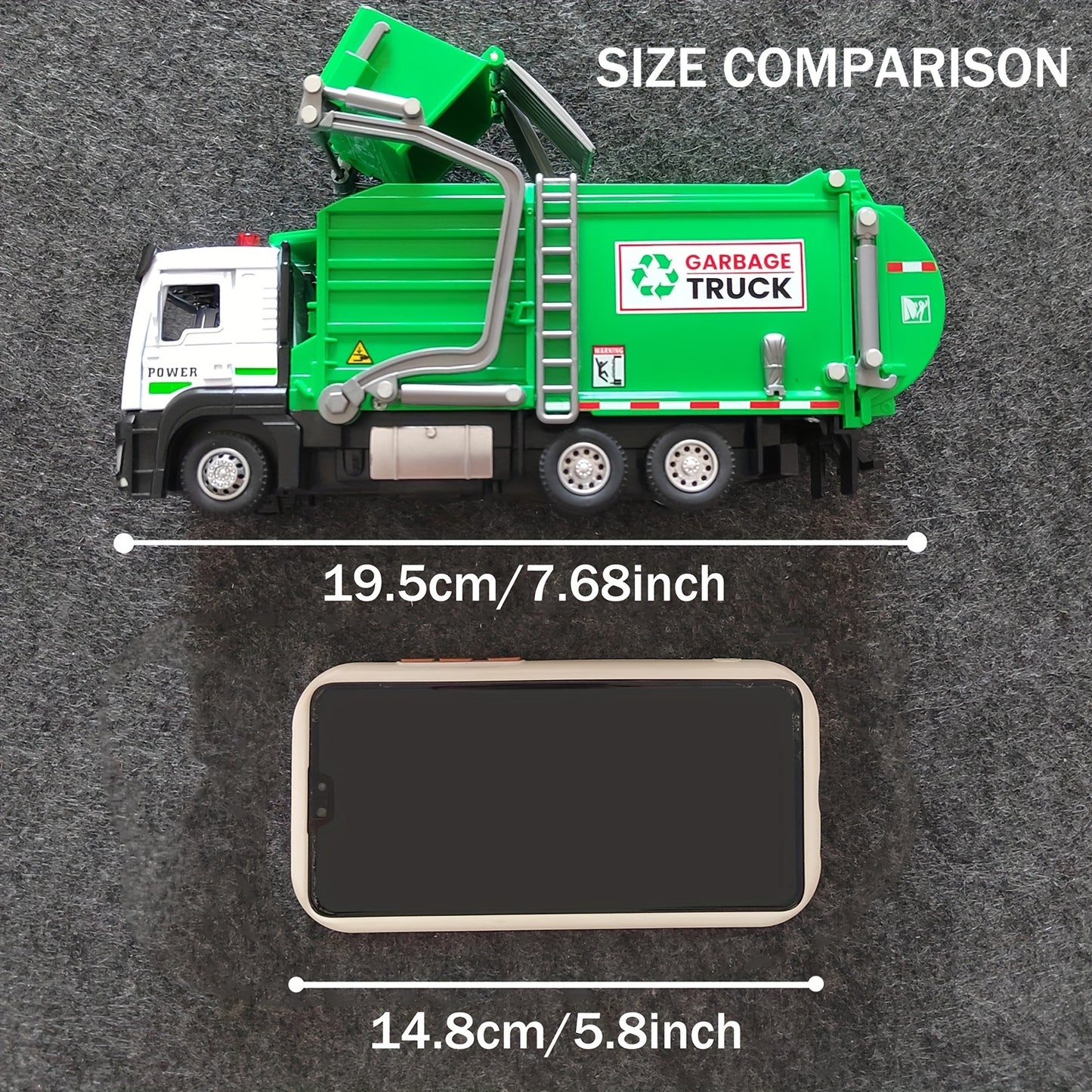 Garbage Truck Toy With Four Trash Bins Sound And Light