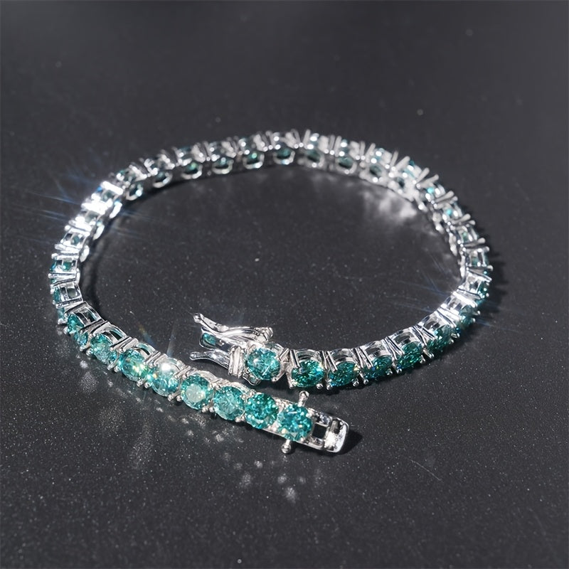 Green Moissanite Bracelet, S925 Silver High-End Multifunctional Tennis Chain, Light Luxury Jewelry Suitable for Both Men And Women, Perfect Gift for Engagement, Wedding, Valentine'S Day, Mother'S Day, Anniversary, And Daily/
