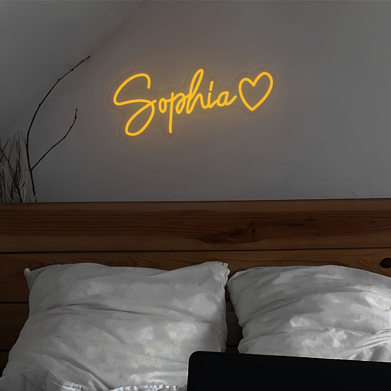 Custom Heart Shaped LED Neon Light USB Wall Mount Decor