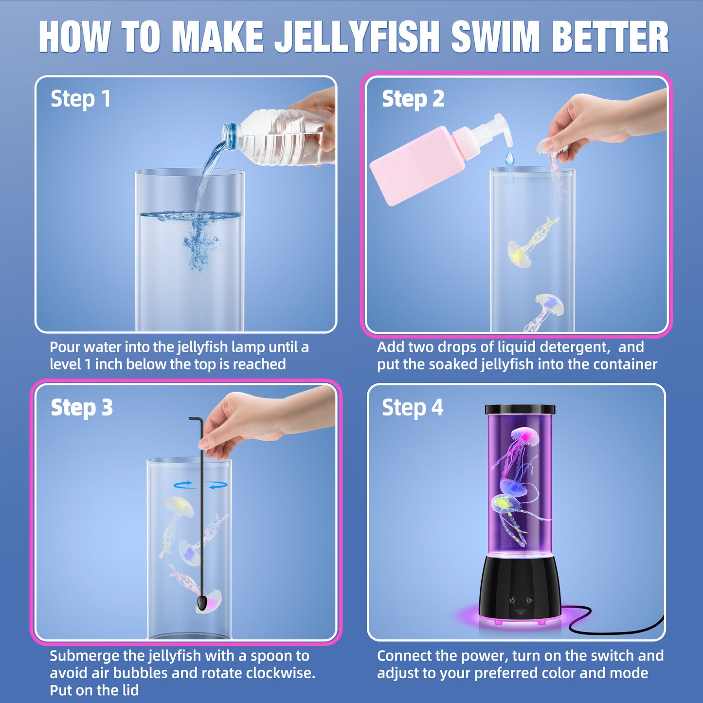 Jellyfish Lamp Aquarium Mood Light 17 Color Modes USB