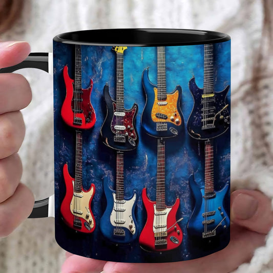 Guitar Themed Ceramic Coffee Mug for Music Lovers and Gifts