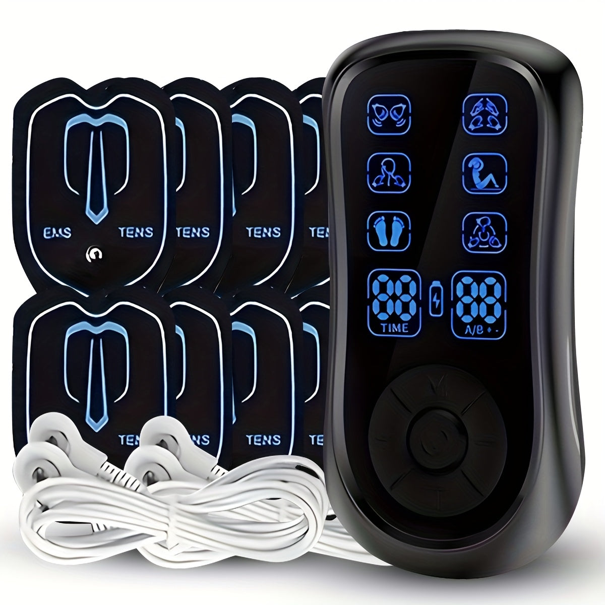 Dual Channel TENS EMS Unit With 8 Pads For Back Relief