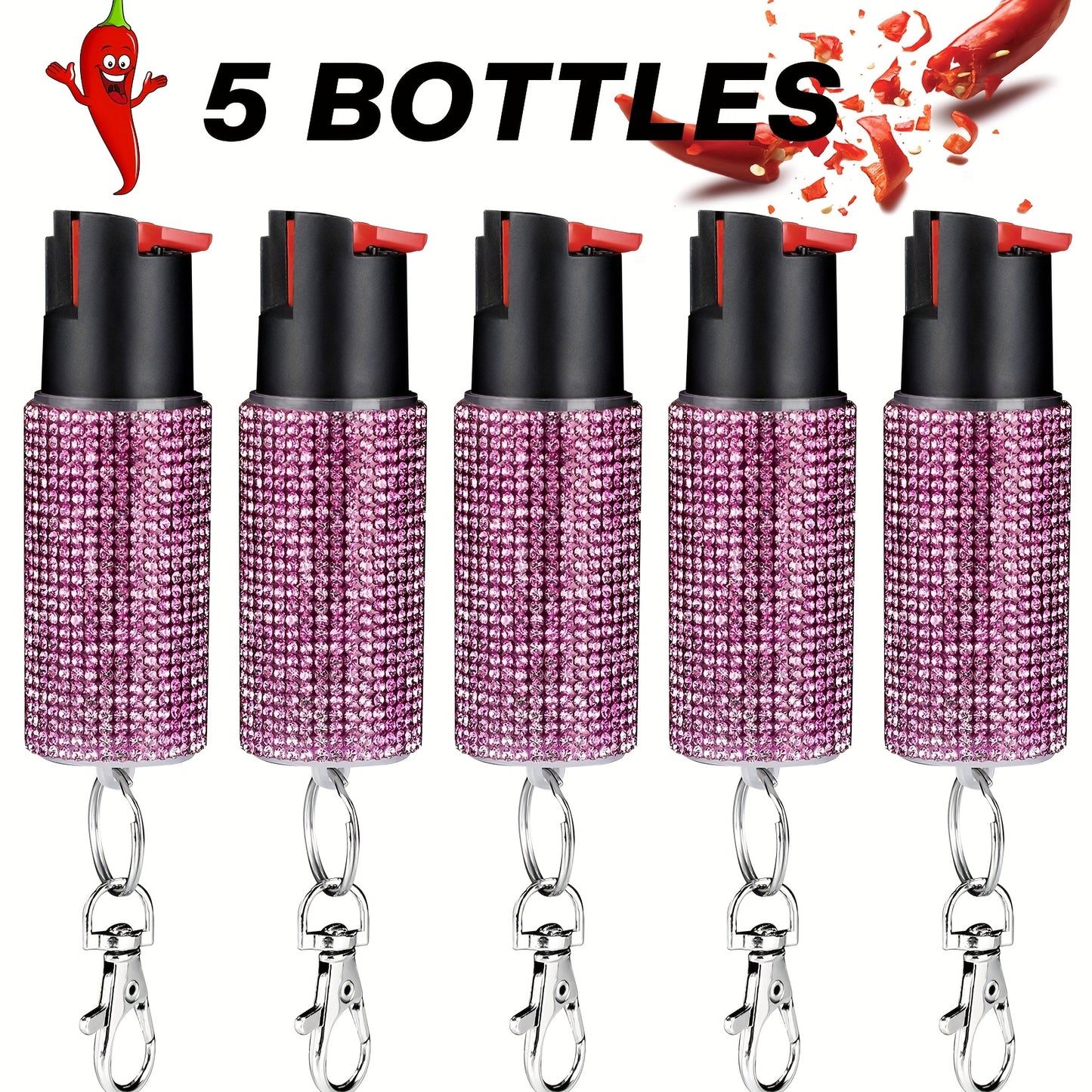 5Bottles Hot Pepper Spray Portable Pepper Pray Outdoor Protection Quick to Aim Safe And Easy to Use Pepper Pray for Hiking & Camping Suitable for Women And Police., Personal Safety Device, Hiking Protection, Compact Design, L
