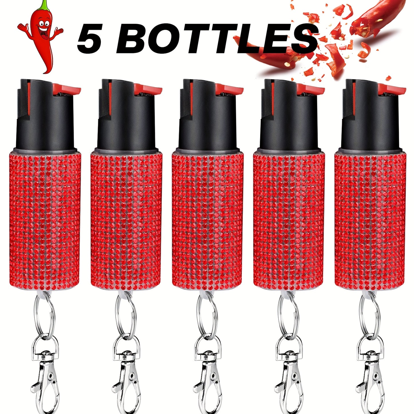 5Bottles Hot Pepper Spray Portable Pepper Pray Outdoor Protection Quick to Aim Safe And Easy to Use Pepper Pray for Hiking & Camping Suitable for Women And Police., Personal Safety Device, Hiking Protection, Compact Design, L