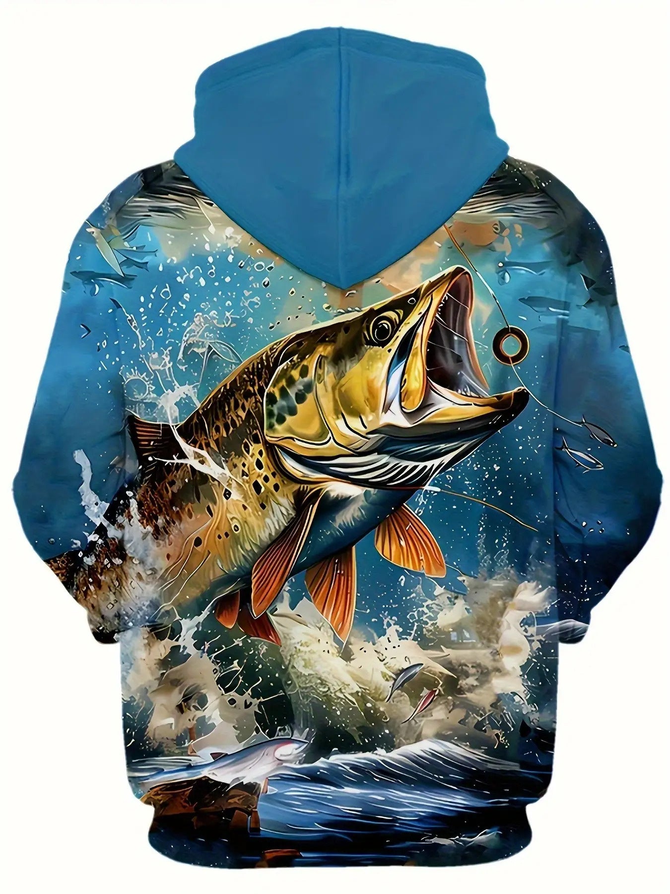 Men's Fishing Hoodie Realistic Jumping Fish Sweatshirt
