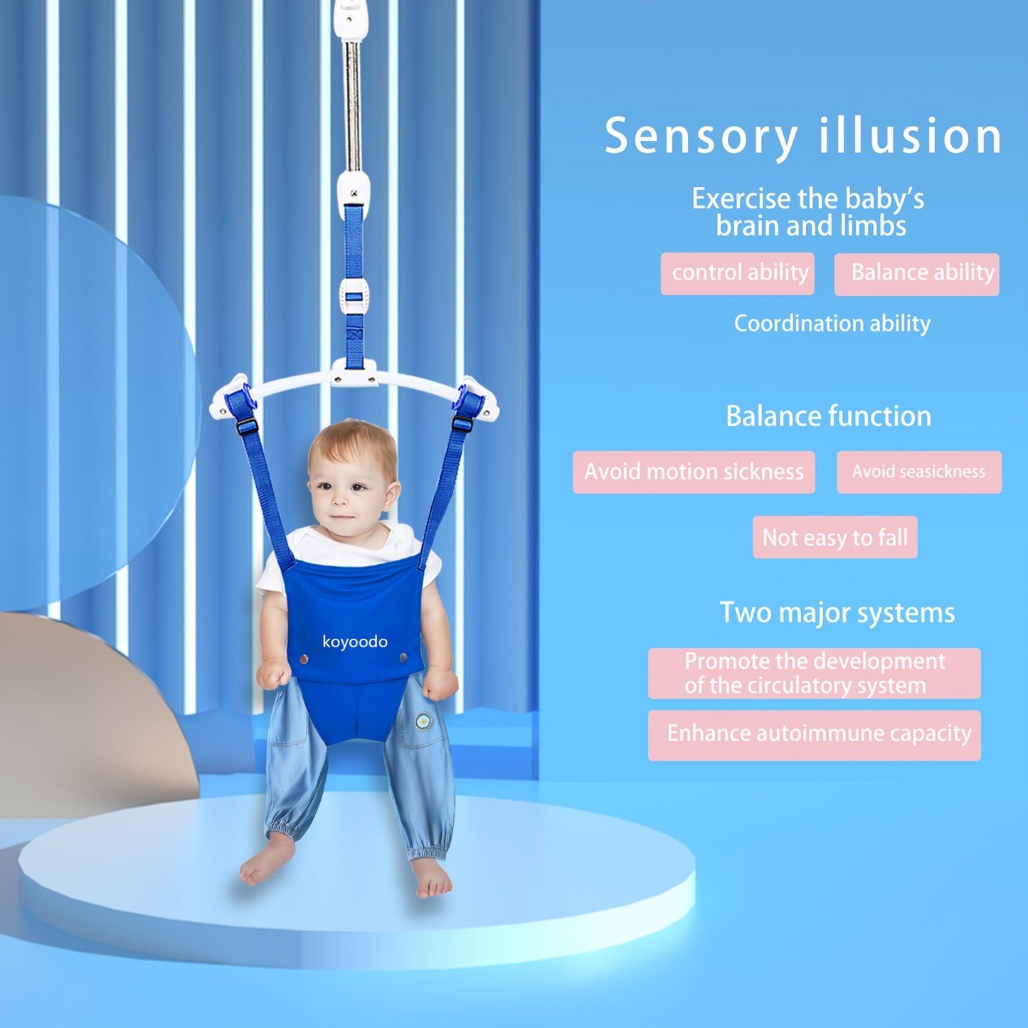 Adjustable Baby Walking Harness Comfort Seat Nylon Blue