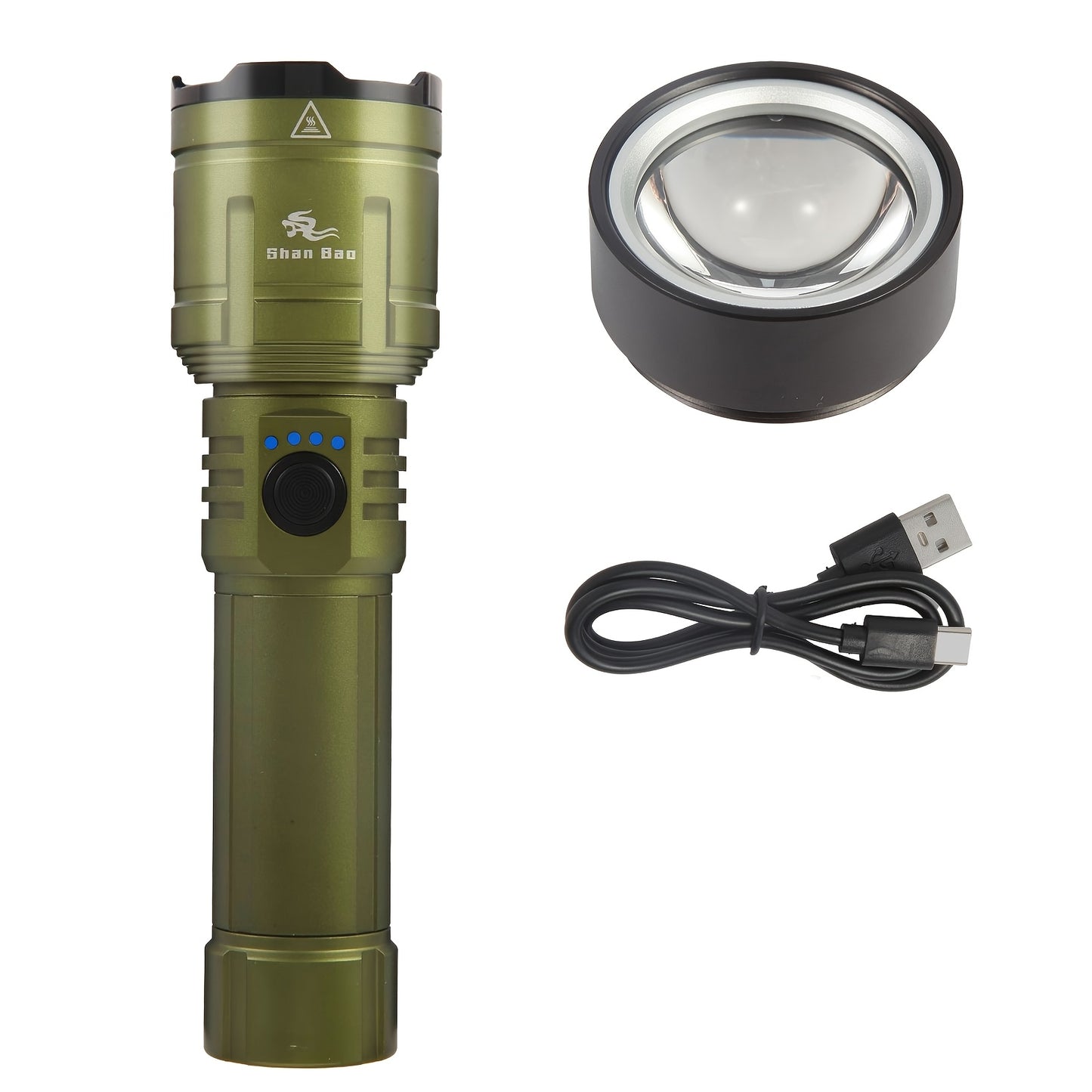 Shan Bao Green Mountaineering Zoom Flashlight 1300 Lumen