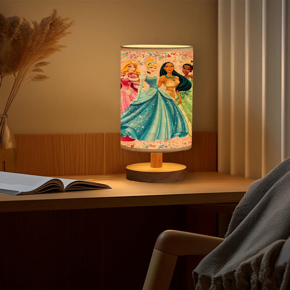 Disney Princess Wooden Table Lamp USB Powered Linen Shade