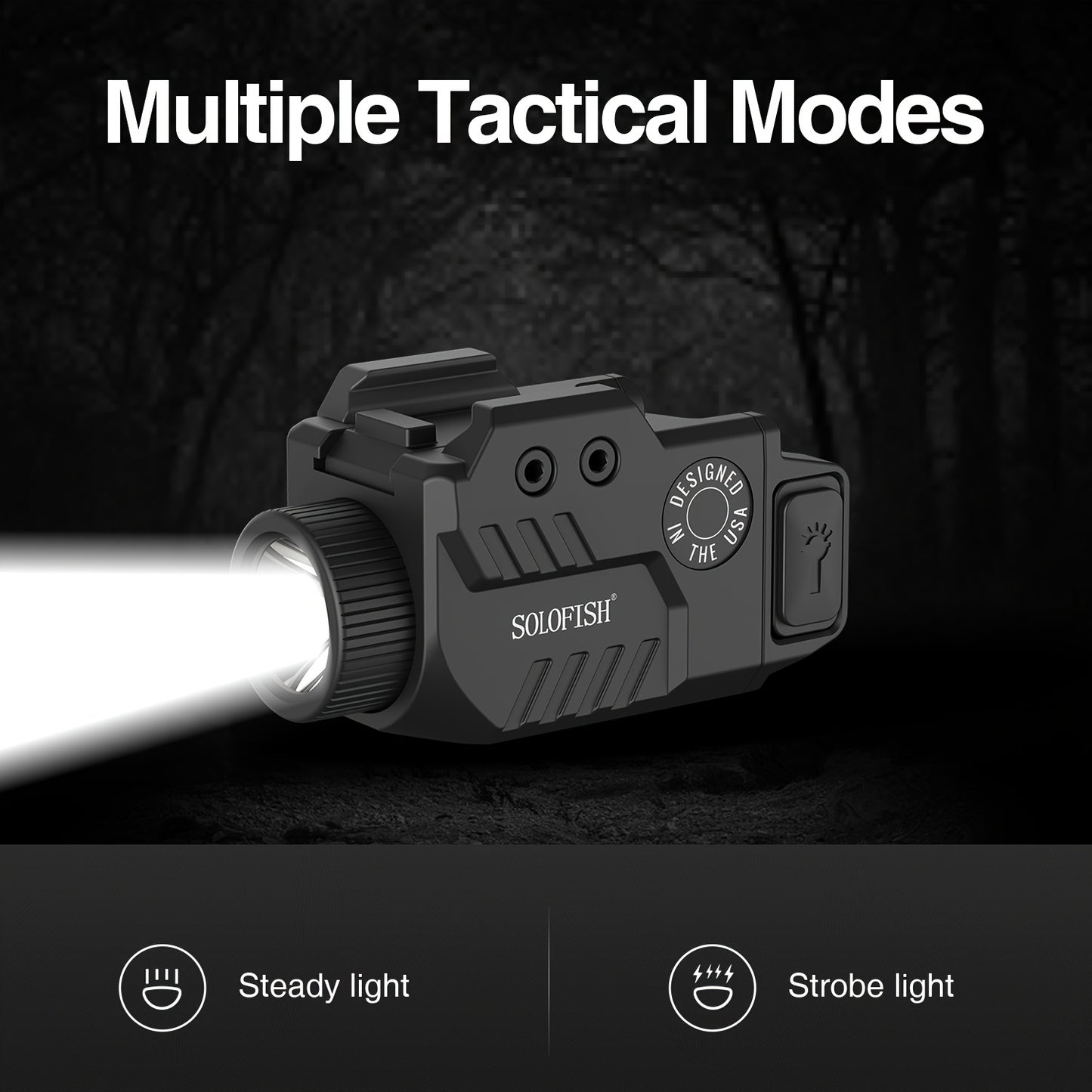 800 Lumens Rechargeable Tactical Flashlight for Picatinny Rail Pistol Handgun Light