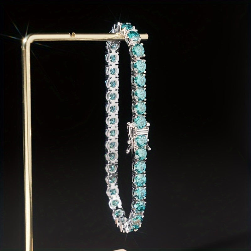 Green Moissanite Bracelet, S925 Silver High-End Multifunctional Tennis Chain, Light Luxury Jewelry Suitable for Both Men And Women, Perfect Gift for Engagement, Wedding, Valentine'S Day, Mother'S Day, Anniversary, And Daily/