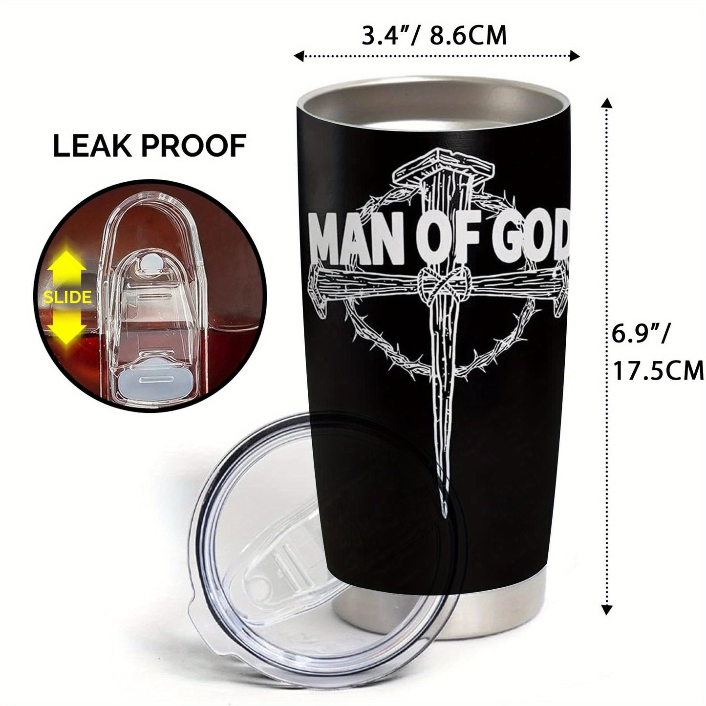 Christian Tumbler For Men 20oz With Straw Graduation Gift