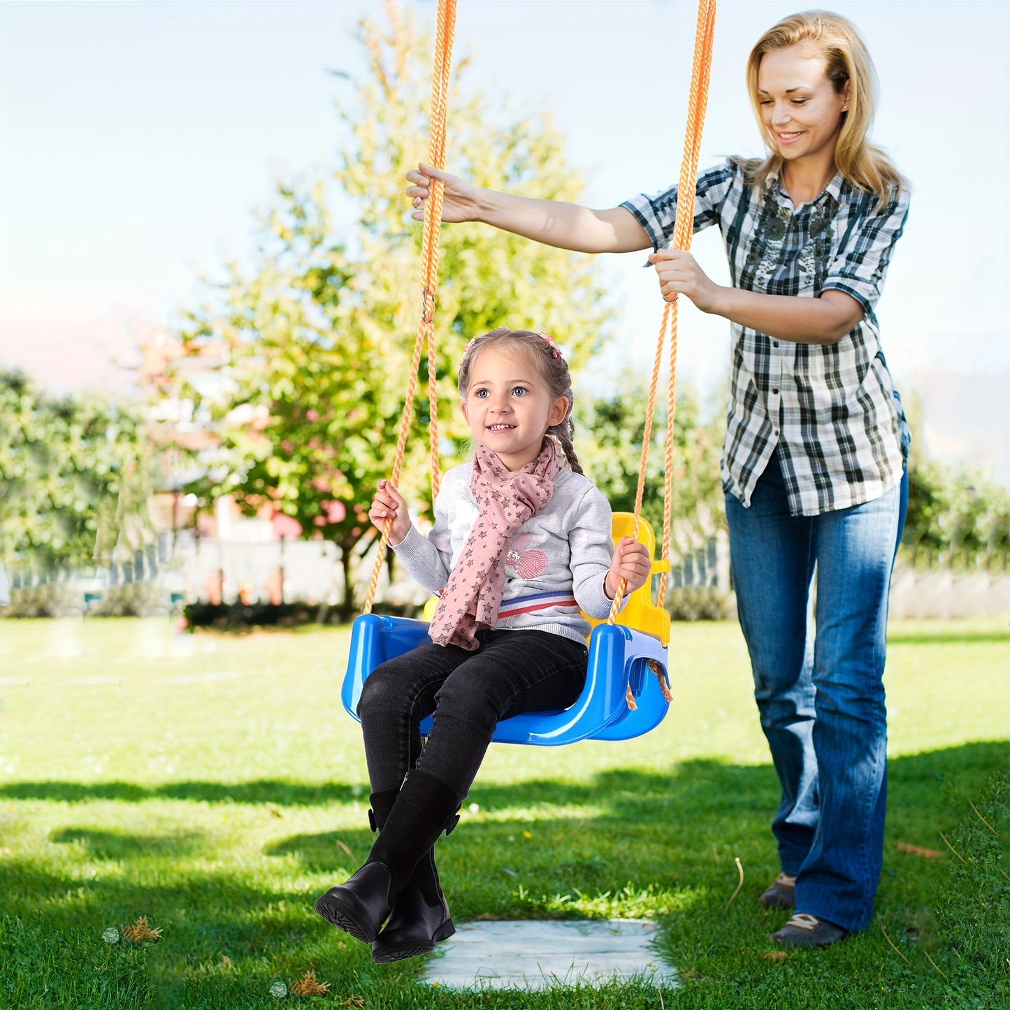 3 In 1 Kids Swing Seat With Adjustable Ropes And Strap