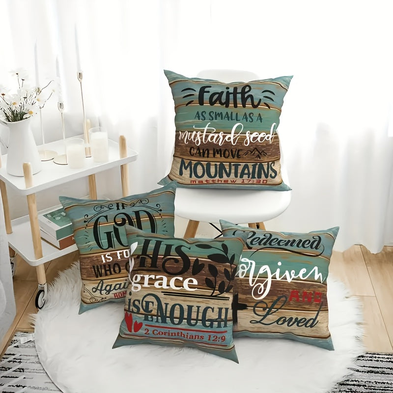 4 Pack Bible Verse Pillow Covers 17.7x17.7 Inch Quotes