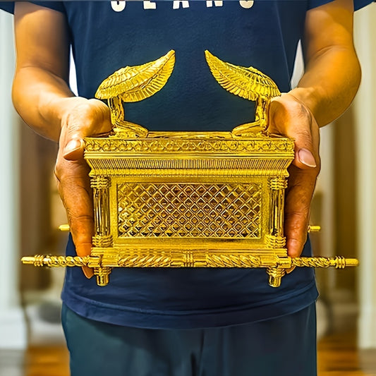 Gilded Ark Of The Covenant Statue With Ten Commandments