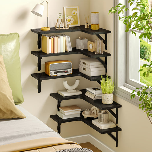 5/6pcs Corner Shelves, Corner Floating Shelves, Muti Colours, Wall Mounted Corner Shelf, Rustic Wall Shelves For Room Decor, Wall Dresser, Bathroom Storages, Kitchen, Bedroom Or Living Room, Heavy Duty Shelves, For Halloween