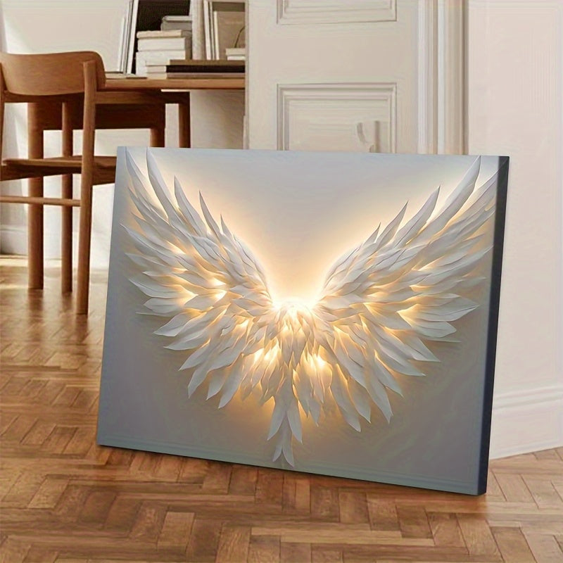 Angel Wings Wall Art Embedded Wood Frame Canvas Modern Decor