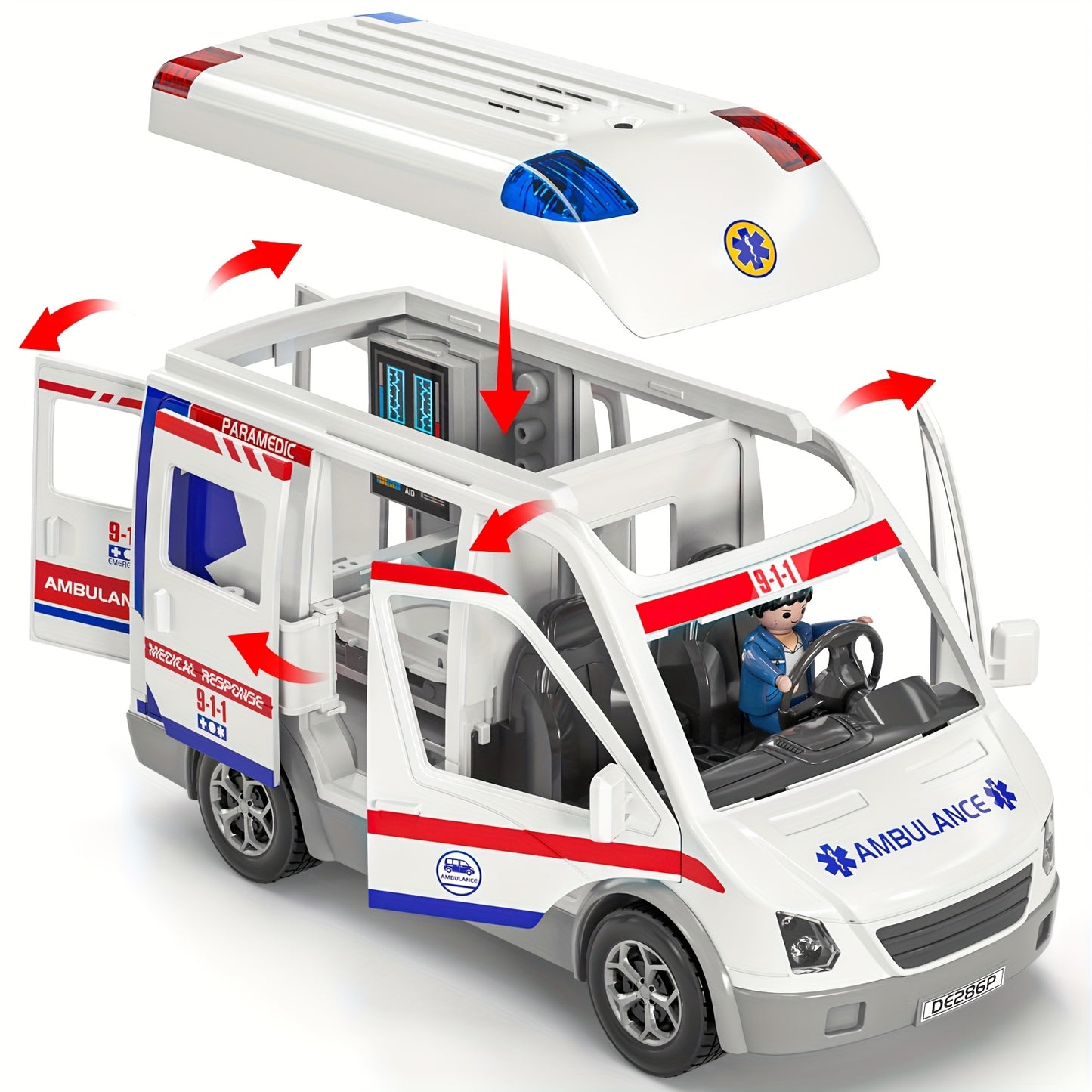 Kids Emergency Ambulance Playset With Lights And Sound