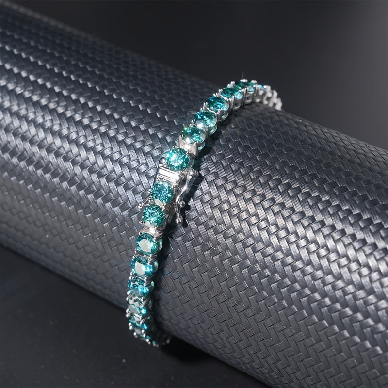 Green Moissanite Bracelet, S925 Silver High-End Multifunctional Tennis Chain, Light Luxury Jewelry Suitable for Both Men And Women, Perfect Gift for Engagement, Wedding, Valentine'S Day, Mother'S Day, Anniversary, And Daily/