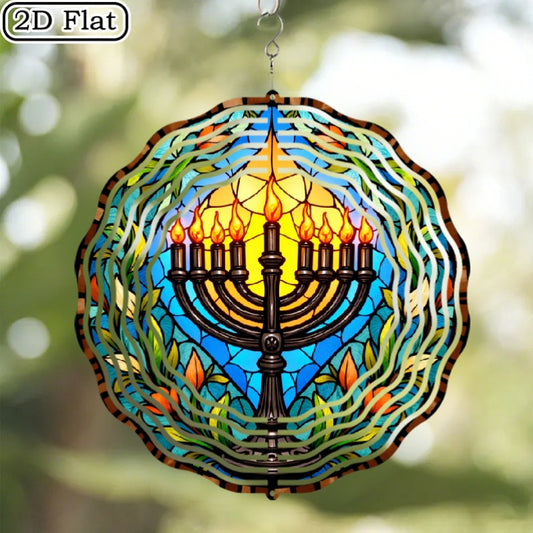 3D Rotating Star of David Metal Wind Chime for Hanukkah Indoor Outdoor Decor