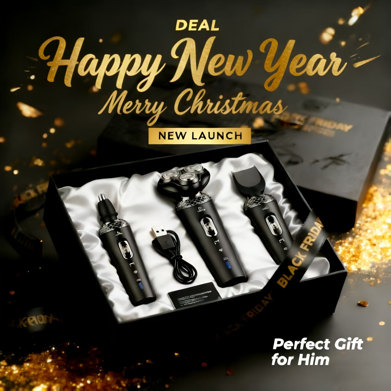 Rechargeable 3 In 1 Electric Trimming Kit With LED Display Beard Nose Sideburn