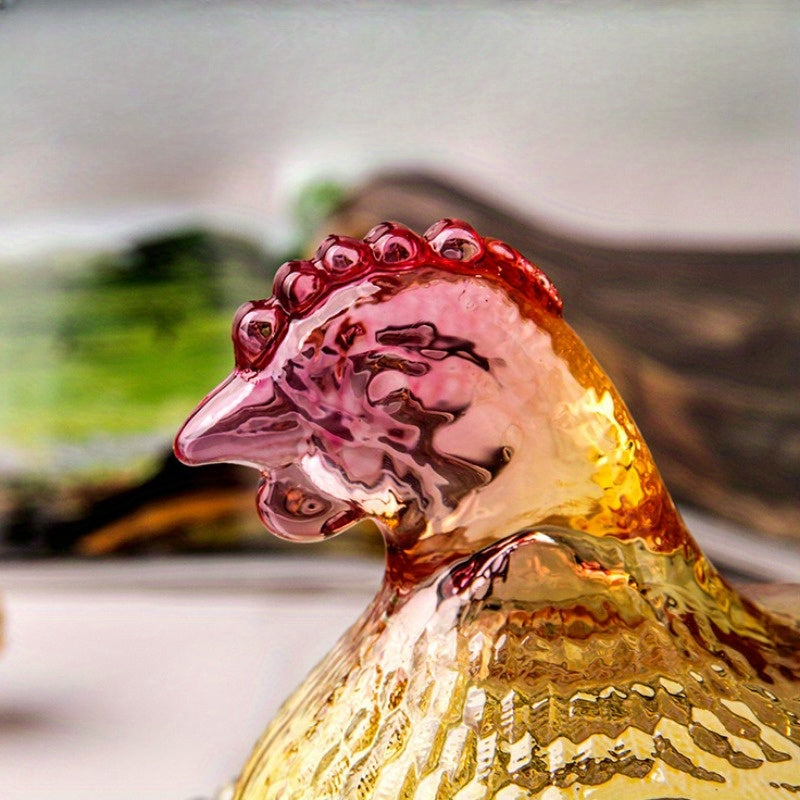 Elegant Crystal Glass Chicken Shaped Jar With Lid Pink Green Yellow Candy