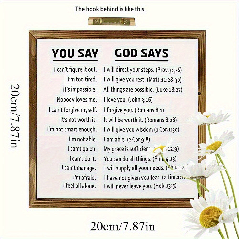 Dual Sided Bible Verses Wooden Frame Sign 8x8 Inches