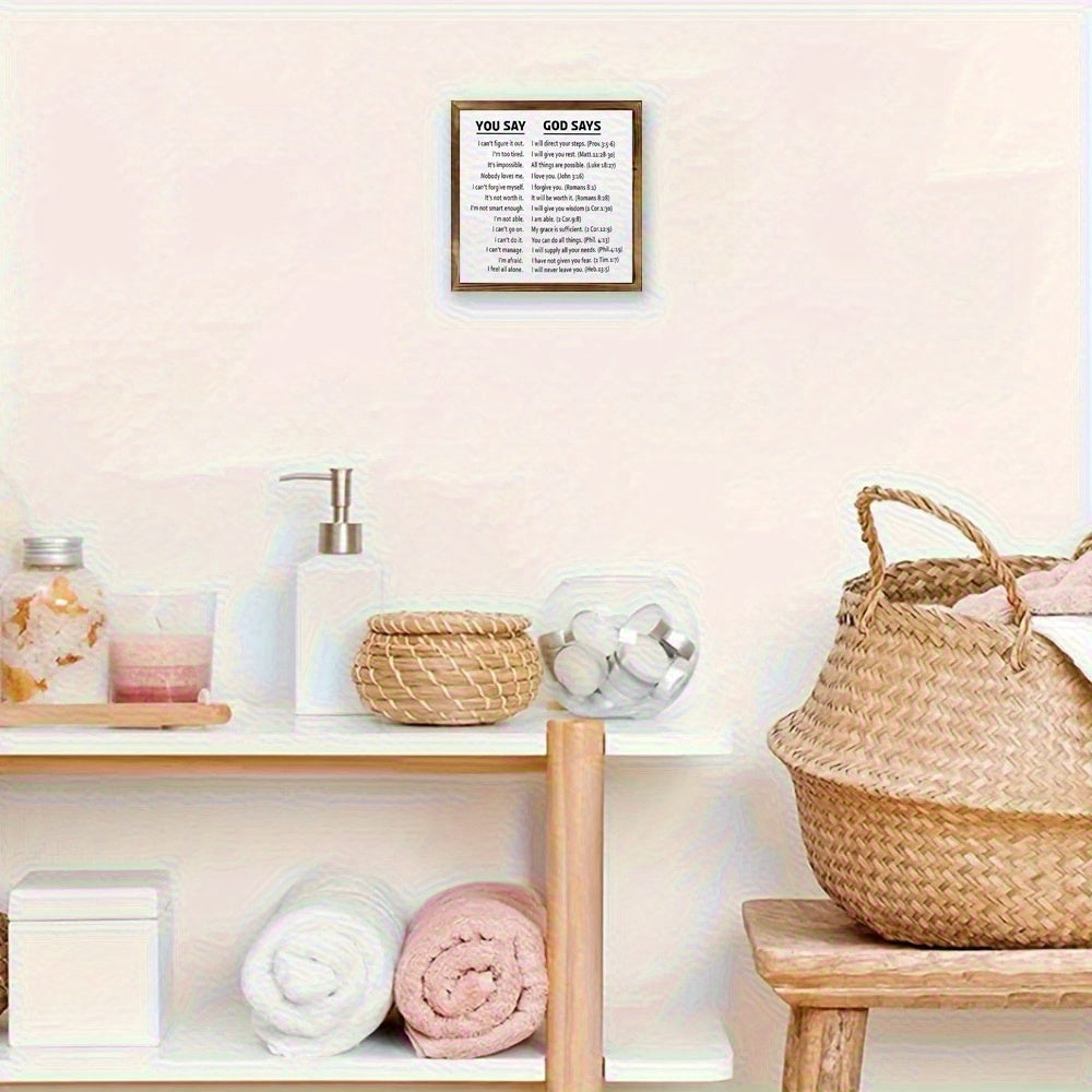 Dual Sided Bible Verses Wooden Frame Sign 8x8 Inches