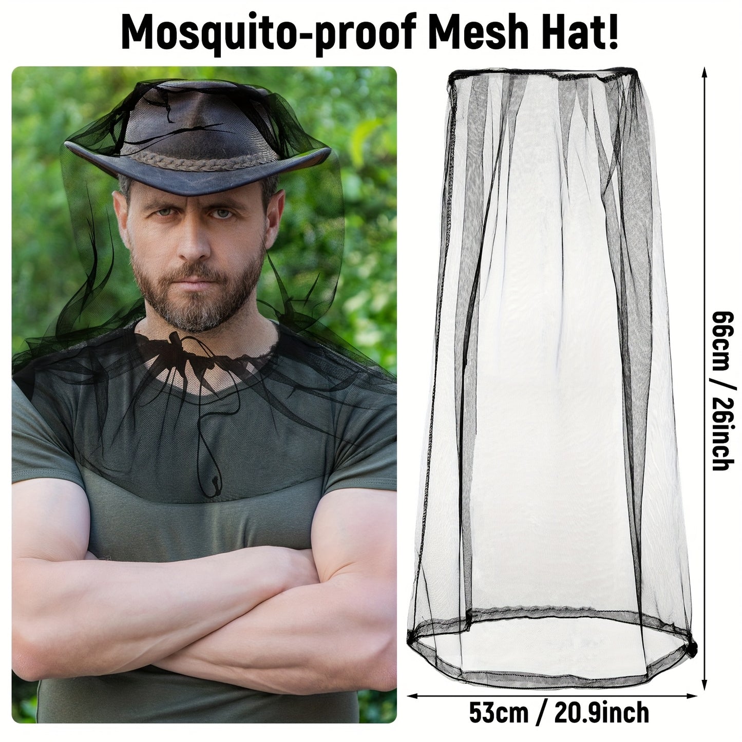 5Pcs Mosquito Netting Suit With Mesh Head Hat For Camping