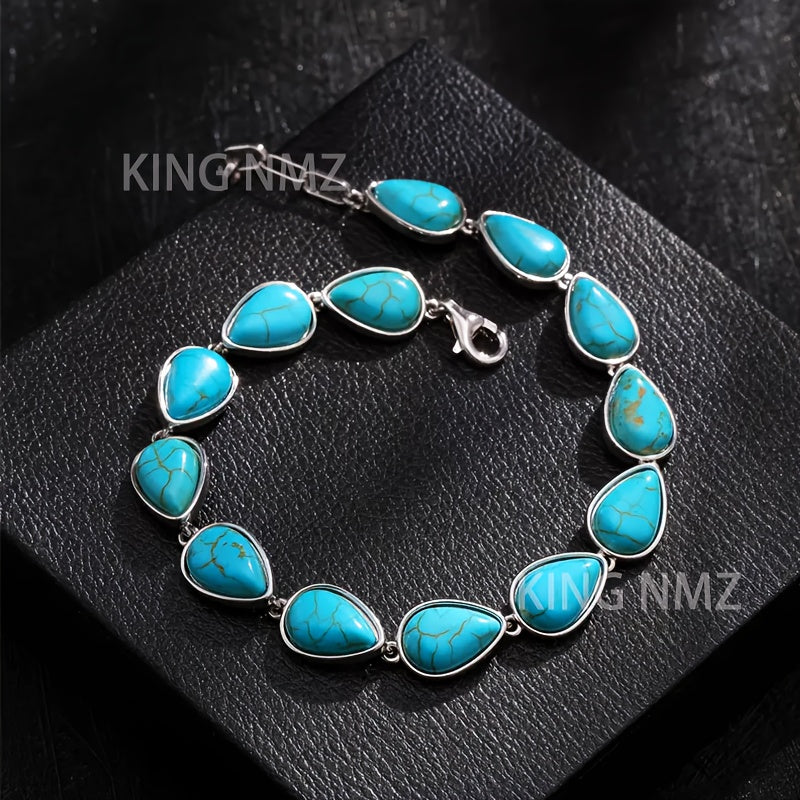 925 Sterling Silver Turquoise Women'S Bracelet, Elegant And Fashionable, A Fashionable Item For, Suitable As A Gift For Girlfriends And Wives On Holidays, Birthdays, Anniversaries, Valentine'S Day, With Exquisite Gift Box Att