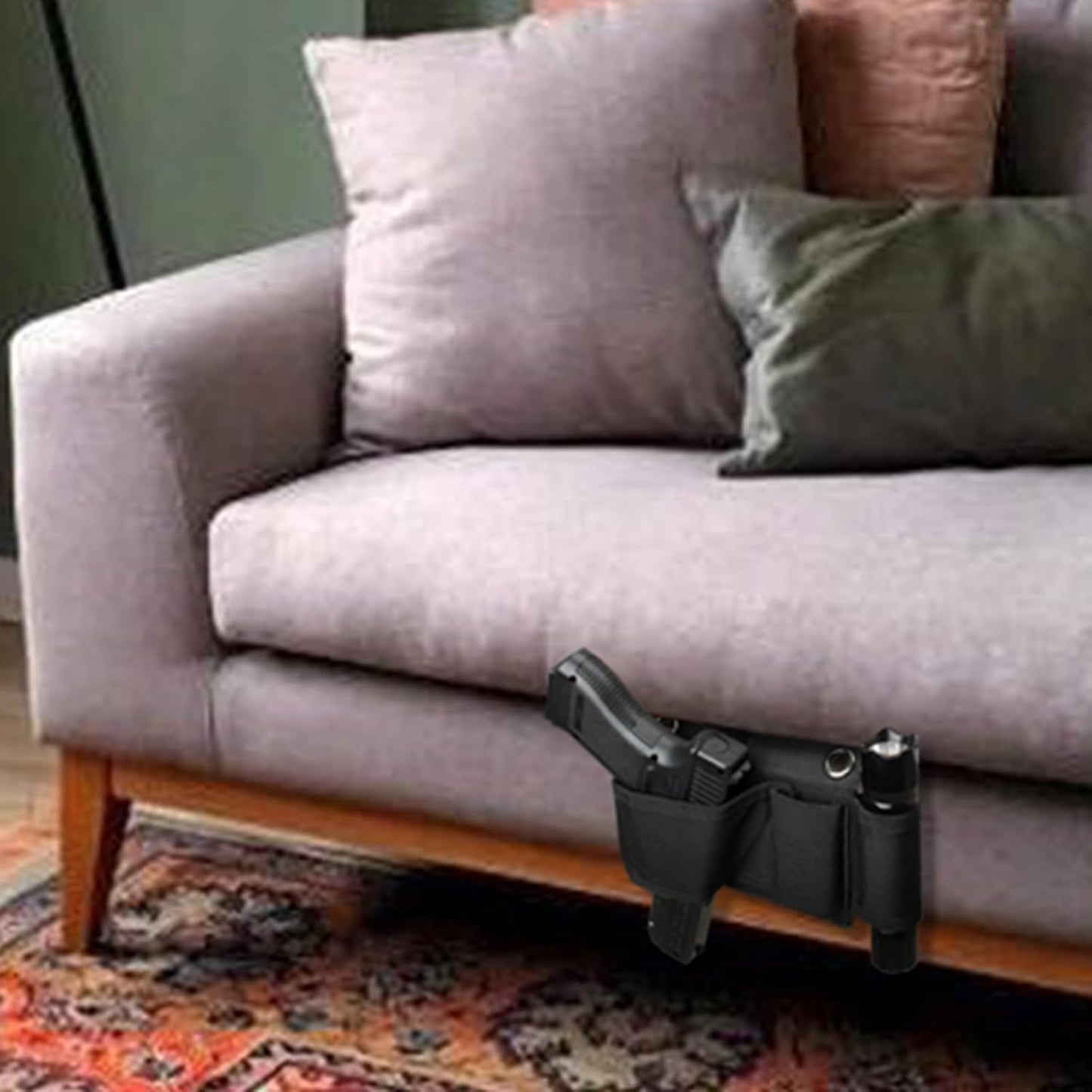 Black Nylon Quick-Access Concealed Holster with Magazine Pocket – Durable Oxford Fabric, Multiple Compartments for & Magazines, Secure Snap Closure, Ideal for Hunting, Fishing, and Enthusiasts, Holster