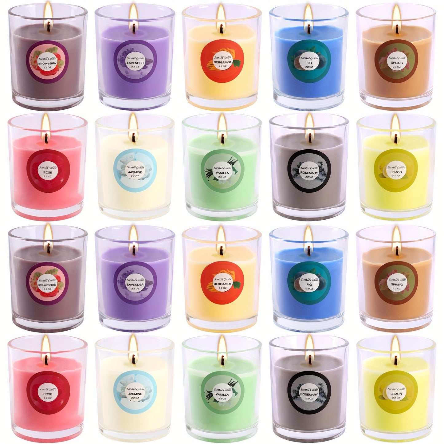 20 Colorful Scented Glass Candles Gift Set For Any Occasion