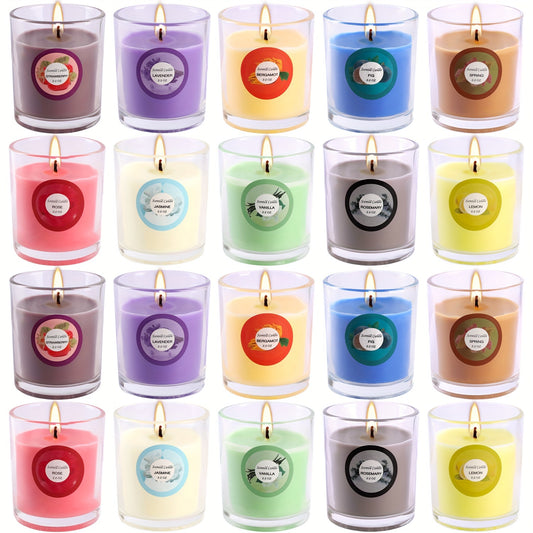 20 Colorful Scented Glass Candles Gift Set For Any Occasion